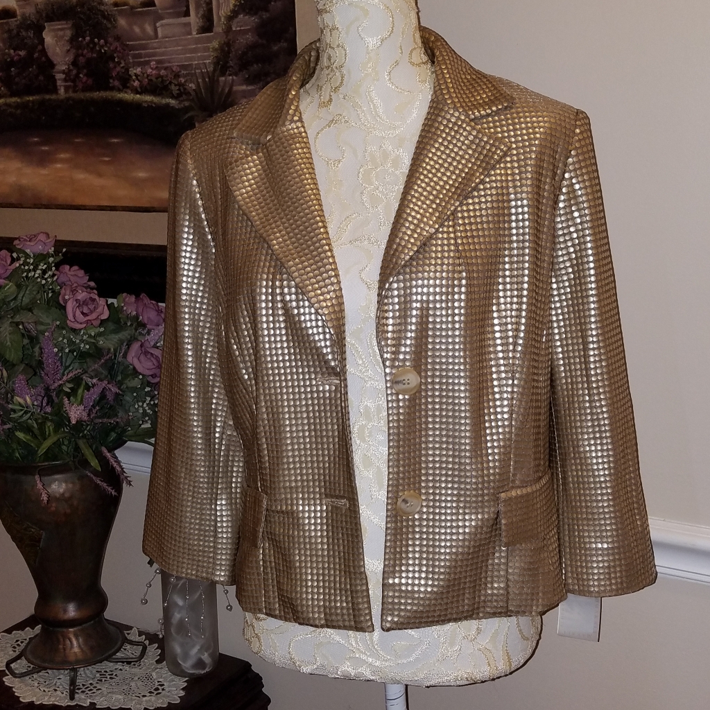 Alberto Makali Gold Dot Jacket Blazer 12 Nwt